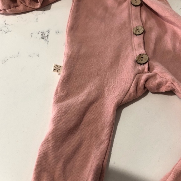 HOODEDS ROMPER CHILDHOODS hoodie tan romper button front - Picture 13 of 13